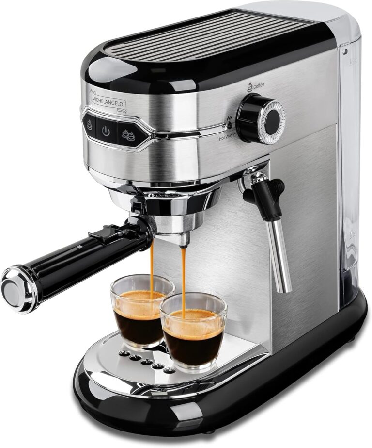 MICHELANGELO 15 Bar Espresso Machine with Milk Frother, Expresso Coffee Machines, Stainless Steel Espresso Maker for Cappuccino and Latte, Small Coffee Maker with Frother – Compact Design for Home