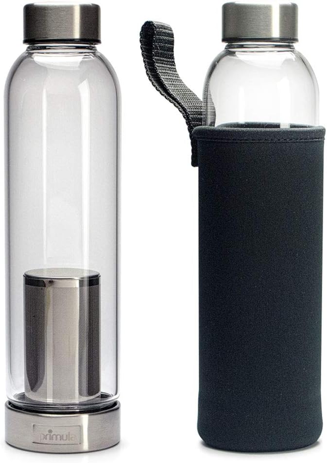 Primula Cold Brew Travel Bottle with Black Insulating Neoprene Sleeve – Borosilicate Glass and Stainless Steel Mesh Core – Dishwasher Safe – 20 oz. – Clear Primula Cold Brew Travel Bottle with Black Insulating Neoprene Sleeve – Borosilicate Glass and Stainless Steel Mesh Core – Dishwasher Safe – 20 oz. – Clear