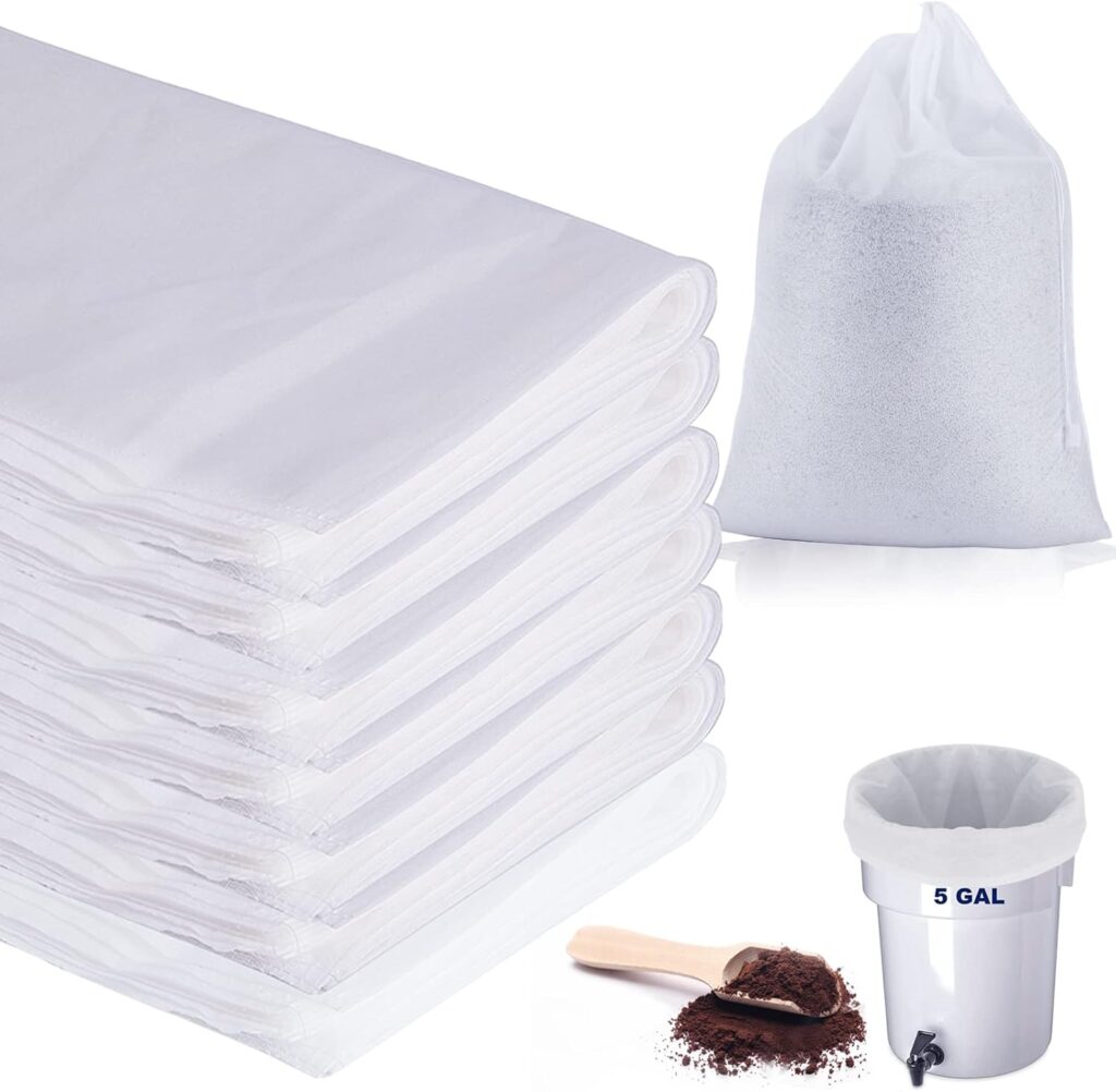 50 Pack Cold Brew Coffee Filters, 20″ X 20″ Commercial Cold Brew Filters, Filter Bag for Brew Up To 5 LBS Coffee, Fits 5 Gallon Buckets 50 Pack Cold Brew Coffee Filters, 20″ X 20″ Commercial Cold Brew Filters, Filter Bag for Brew Up To 5 LBS Coffee, Fits 5 Gallon Buckets