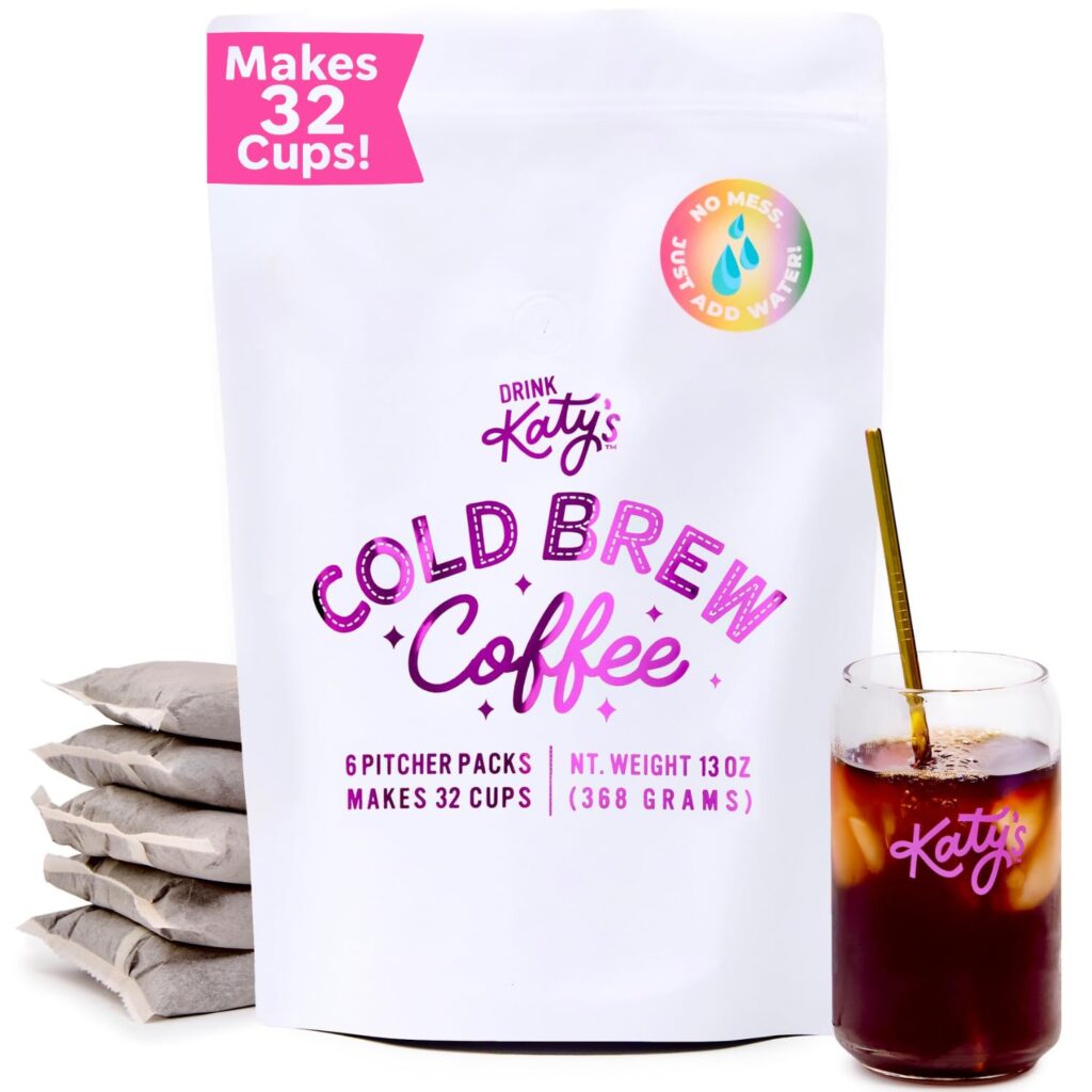 Katy’s Cold Brew Coffee Pitcher Packs | 6 Large Cold Brew Bags with Smooth, Bold Brazilian Coffee | Easy, Mess-Free Brewing in Any Container | No Straining Needed | 100% Woman-Owned | Makes 32 Cups Katy’s Cold Brew Coffee Pitcher Packs | 6 Large Cold Brew Bags with Smooth, Bold Brazilian Coffee | Easy, Mess-Free Brewing in Any Container | No Straining Needed | 100% Woman-Owned | Makes 32 Cups