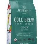 Lifeboost Low Acid Cold Brew Coffee – Organic Coarse Ground Medium Roast for Cold Brew – Single Origin, Non-GMO, 3rd Party Tested for Mycotoxins & Pesticides, USDA Organic – Smooth & Bold Flavor – 12 oz Bag