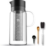 Cold Brew Coffee Maker, 34oz/1L Iced Coffee Pitcher with Removable Stainless Steel Filter, Glass Cold Brew Pitcher for Homemade Iced Coffee, Ice Tea