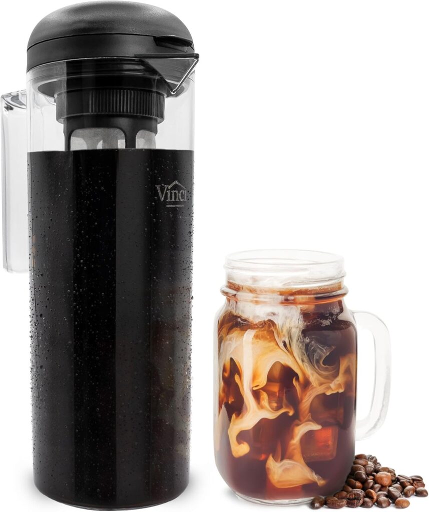 VINCI Cold Brew 360, Plastic Cold Brew Coffee Maker Featuring Patented Dual Filter 360 Brewing Technology, Cold Brew for Iced Coffee (1.4 Liter / 47 FL.OZ) VINCI Cold Brew 360, Plastic Cold Brew Coffee Maker Featuring Patented Dual Filter 360 Brewing Technology, Cold Brew for Iced Coffee (1.4 Liter / 47 FL.OZ)