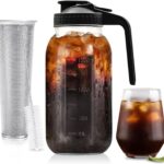 Cold Brew Coffee Maker 64 oz (2 Quart / 1.9 Liter) Mason Jar – Wide Mouth Pitcher with Handle & Stainless Steel Filter for Coffee, Iced Tea, Sun Tea, Lemonade, and Homemade Fruit Drinks