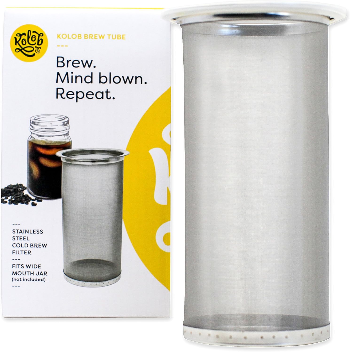 Brew Tube Cold Brew Coffee Filter – Stainless Steel Reusable Mesh for Wide Mouth Mason Jars (1–2 Quart), Airtight DIY Iced Coffee & Tea Maker Brew Tube Cold Brew Coffee Filter – Stainless Steel Reusable Mesh for Wide Mouth Mason Jars (1–2 Quart), Airtight DIY Iced Coffee & Tea Maker