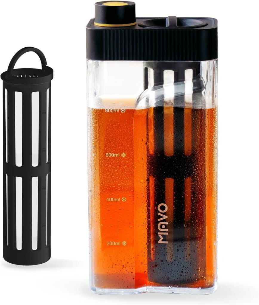 MAVO Cold Brew Coffee Maker, 27oz Iced Coffee Maker and Tea Brewer, Fine Mesh Filter, Leak-Proof Seal, Removable Design for Easy Cleaning, Durable Tritan Material, Space Saving – Home and Camping