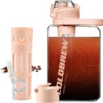 Cold Brew Coffee Maker, 68oz Iced Coffee Tritan Pitcher with Filter, 2 Pour Spout Lids For Airtight & Leak-Proof Coffee Barrel(Black)