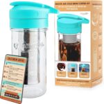 Masontops Cold Brew Makers Kit – Deluxe Iced Coffee Maker with Glass Pitcher & Stainless Steel Mesh Filter – Easy Pour Fridge Cold Brewer System